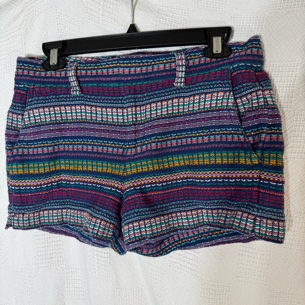 GAP Womens Tweed Shorts Size 0 Multicolor Serape Stripe‎ Aztec Mid Rise Flat